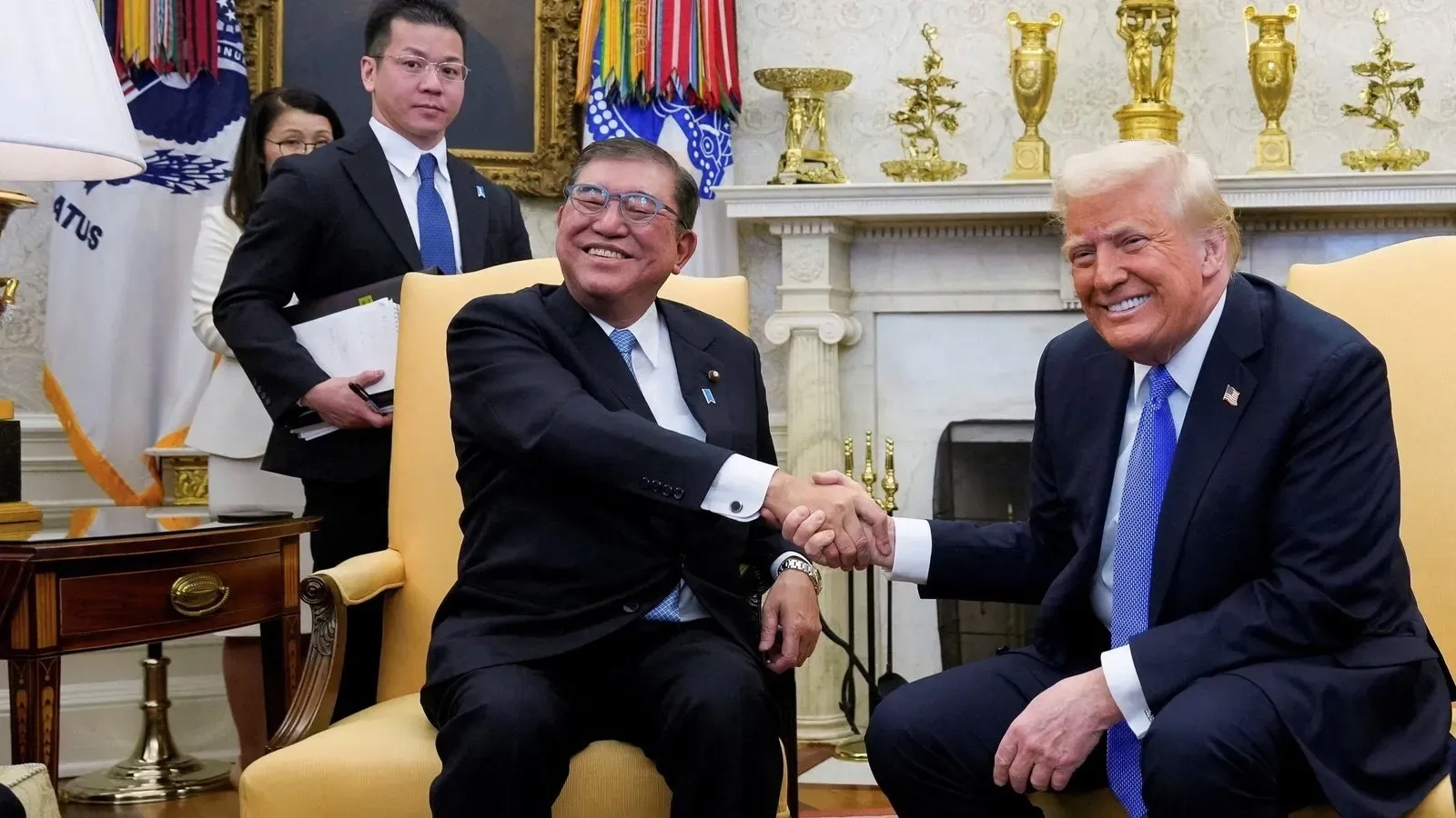 Ishiba at his first meeting with Trump in the Oval Office earlier this year (Source: cfr.org)